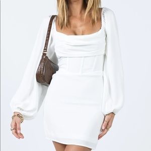 LILLIE LONG SLEEVE MINI DRESS WHITE